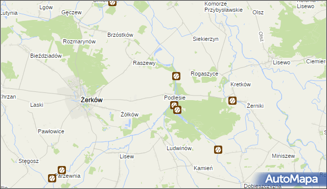 mapa Podlesie gmina Żerków, Podlesie gmina Żerków na mapie Targeo