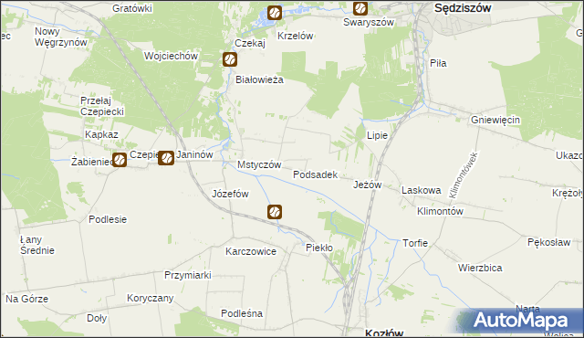 mapa Podsadek, Podsadek na mapie Targeo