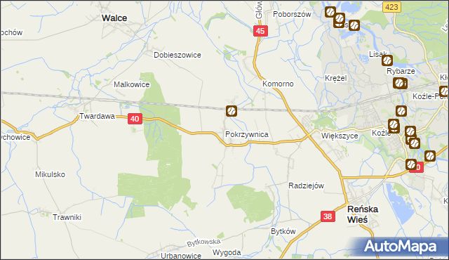 mapa Pokrzywnica gmina Reńska Wieś, Pokrzywnica gmina Reńska Wieś na mapie Targeo