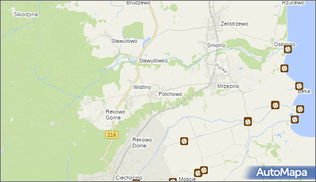 mapa Połchowo gmina Puck, Połchowo gmina Puck na mapie Targeo