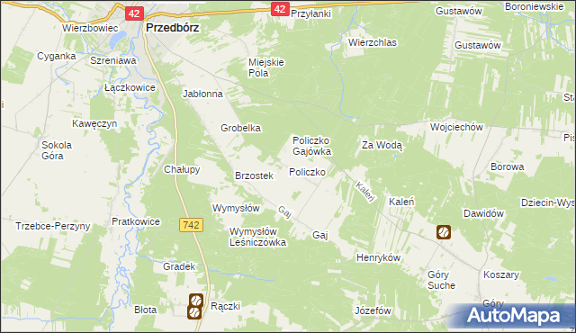 mapa Policzko, Policzko na mapie Targeo
