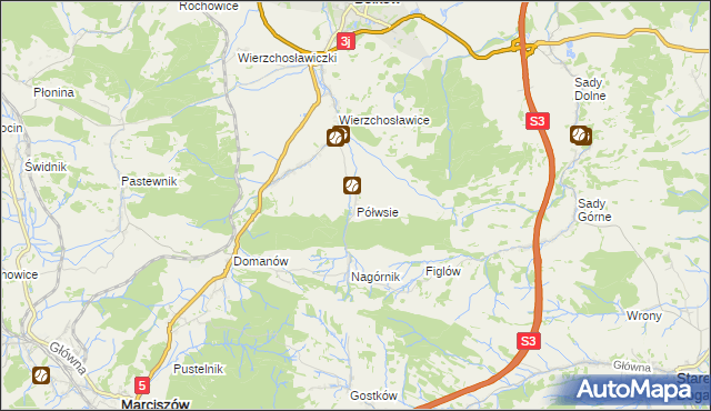 mapa Półwsie, Półwsie na mapie Targeo