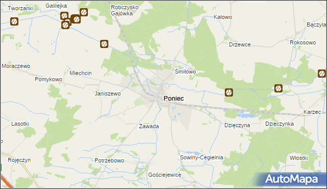 mapa Poniec, Poniec na mapie Targeo