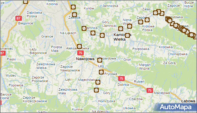 mapa Popardowa, Popardowa na mapie Targeo