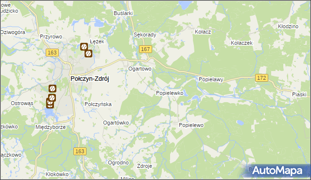 mapa Popielewko, Popielewko na mapie Targeo