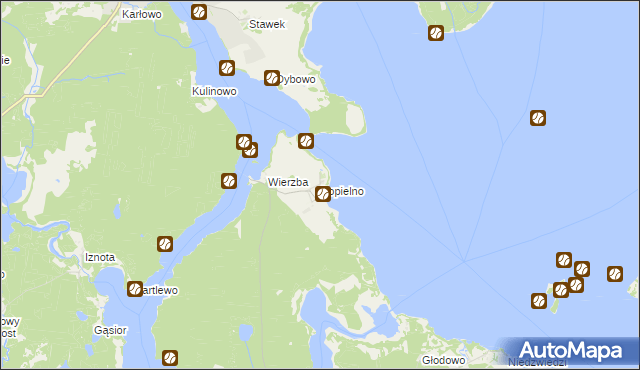 mapa Popielno gmina Ruciane-Nida, Popielno gmina Ruciane-Nida na mapie Targeo