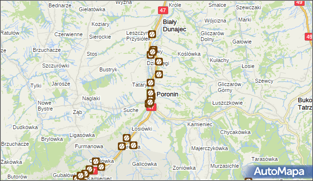 mapa Poronin, Poronin na mapie Targeo