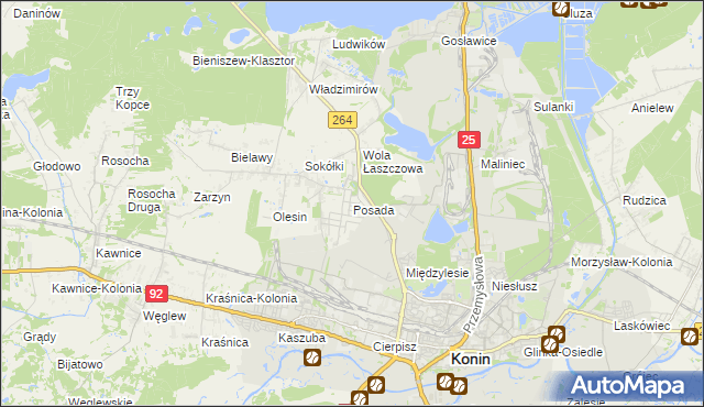 mapa Posada gmina Kazimierz Biskupi, Posada gmina Kazimierz Biskupi na mapie Targeo