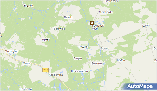 mapa Powidz gmina Polanów, Powidz gmina Polanów na mapie Targeo