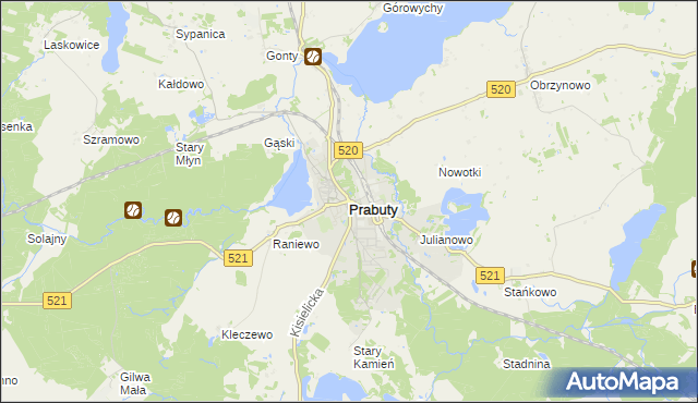 mapa Prabuty powiat kwidzyński, Prabuty powiat kwidzyński na mapie Targeo