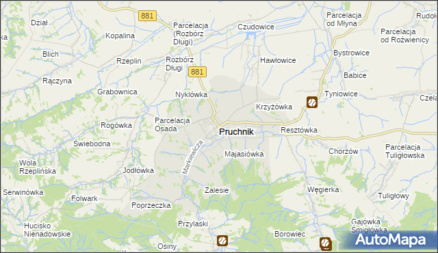 mapa Pruchnik powiat jarosławski, Pruchnik powiat jarosławski na mapie Targeo