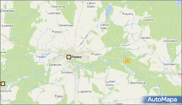 mapa Prusim gmina Resko, Prusim gmina Resko na mapie Targeo