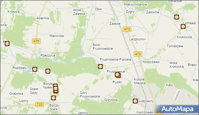 mapa Prusinowice-Parcela, Prusinowice-Parcela na mapie Targeo