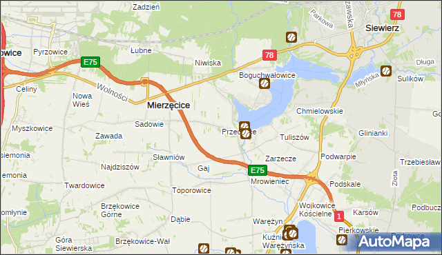 mapa Przeczyce, Przeczyce na mapie Targeo