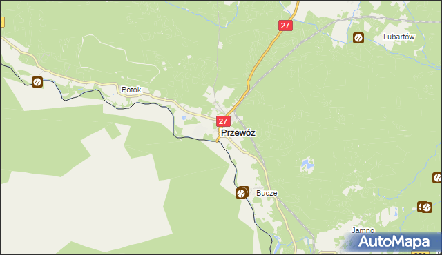 mapa Przewóz powiat żarski, Przewóz powiat żarski na mapie Targeo