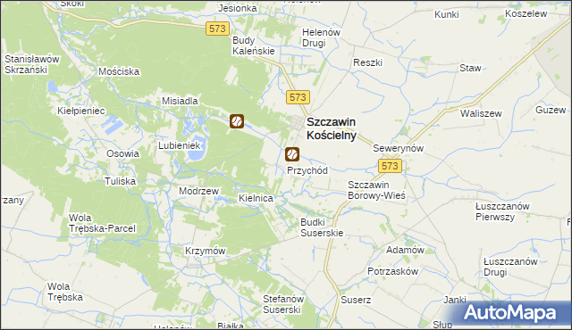 mapa Przychód gmina Szczawin Kościelny, Przychód gmina Szczawin Kościelny na mapie Targeo