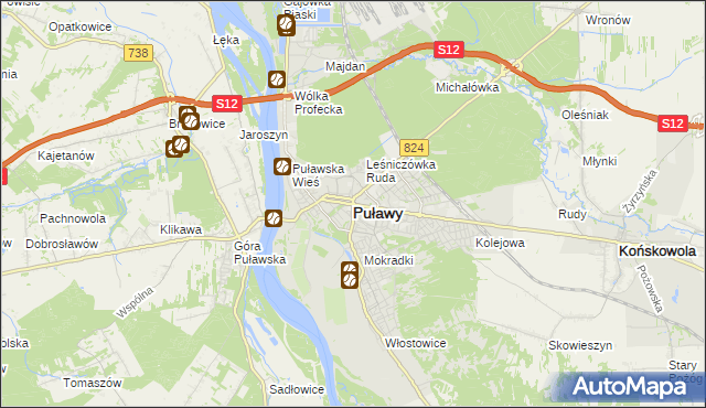 mapa Puław, Puławy na mapie Targeo