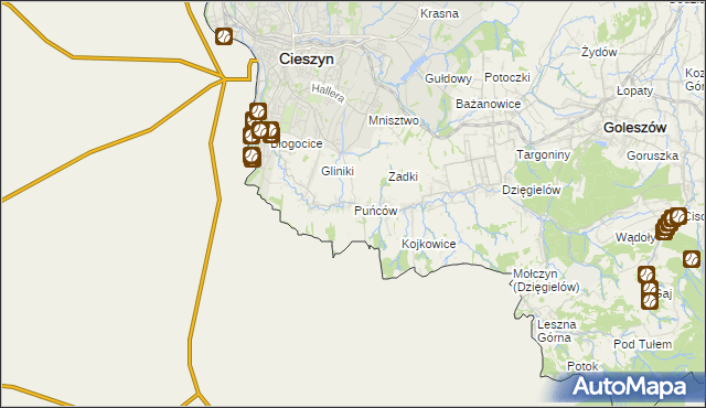 mapa Puńców, Puńców na mapie Targeo