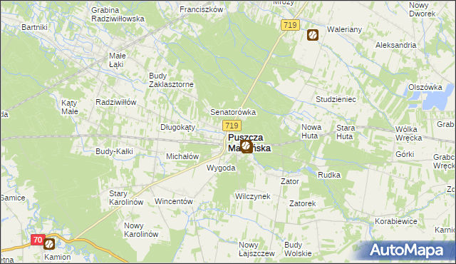 mapa Puszcza Mariańska, Puszcza Mariańska na mapie Targeo