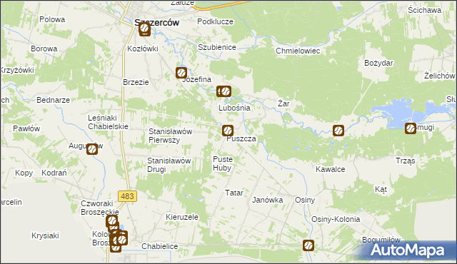 mapa Puszcza Osińska, Puszcza Osińska na mapie Targeo