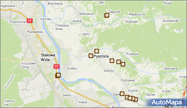 mapa Pysznica, Pysznica na mapie Targeo