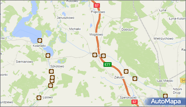 mapa Rączki gmina Nidzica, Rączki gmina Nidzica na mapie Targeo