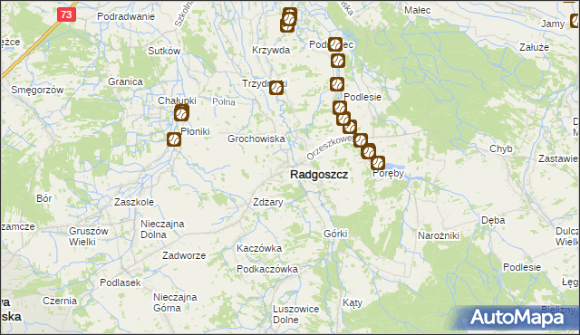 mapa Radgoszcz powiat dąbrowski, Radgoszcz powiat dąbrowski na mapie Targeo