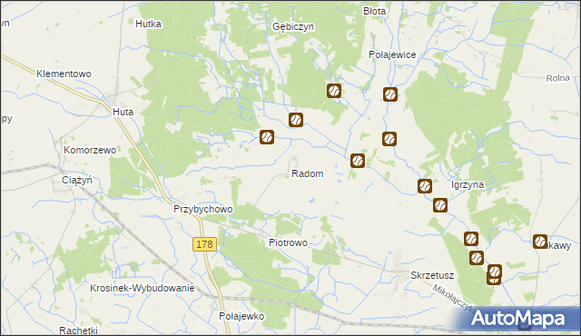 mapa Radom gmina Ryczywół, Radom gmina Ryczywół na mapie Targeo