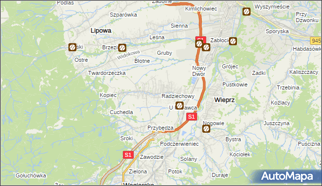 mapa Radziechowy, Radziechowy na mapie Targeo