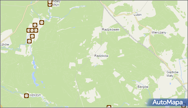 mapa Radzików gmina Cybinka, Radzików gmina Cybinka na mapie Targeo