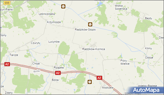 mapa Radzików-Kornica, Radzików-Kornica na mapie Targeo