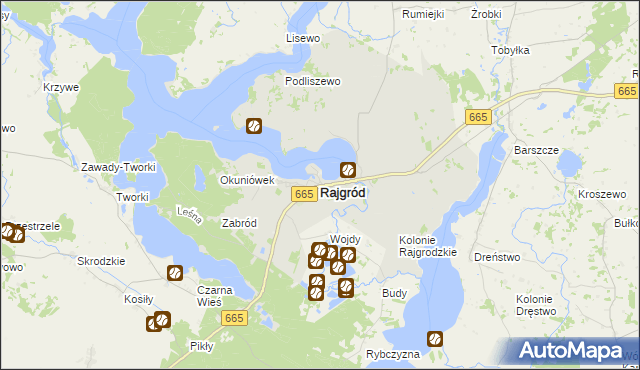 mapa Rajgród powiat grajewski, Rajgród powiat grajewski na mapie Targeo