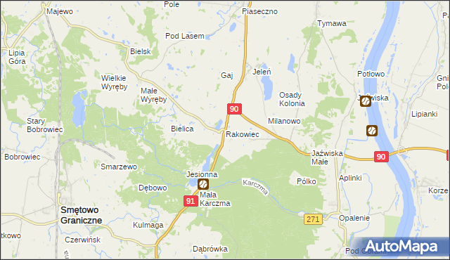 mapa Rakowiec gmina Gniew, Rakowiec gmina Gniew na mapie Targeo