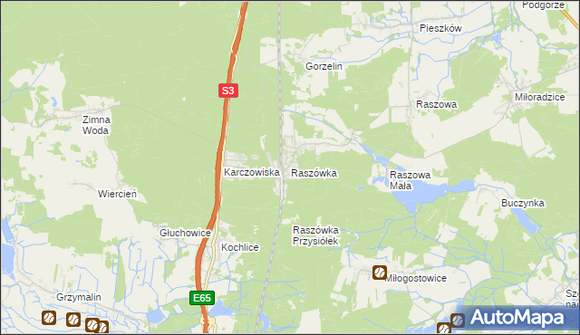 mapa Raszówka, Raszówka na mapie Targeo