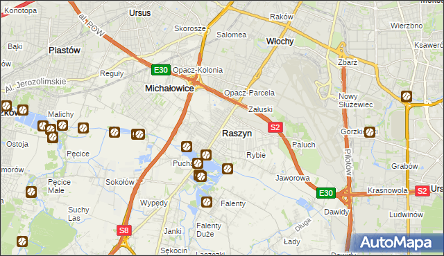 mapa Raszyn powiat pruszkowski, Raszyn powiat pruszkowski na mapie Targeo