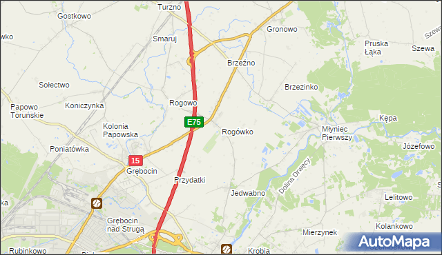 mapa Rogówko gmina Lubicz, Rogówko gmina Lubicz na mapie Targeo