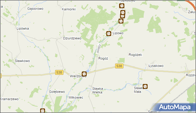 mapa Rogóż gmina Kozłowo, Rogóż gmina Kozłowo na mapie Targeo