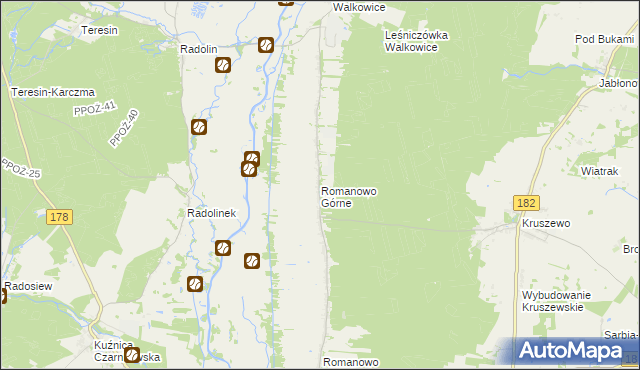 mapa Romanowo Górne, Romanowo Górne na mapie Targeo