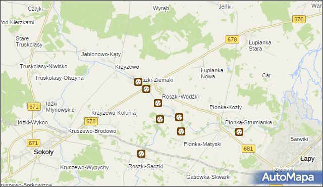 mapa Roszki-Wodźki, Roszki-Wodźki na mapie Targeo