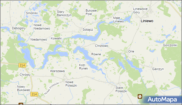 mapa Równe gmina Liniewo, Równe gmina Liniewo na mapie Targeo