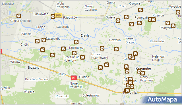 mapa Rożek Krzymowski, Rożek Krzymowski na mapie Targeo