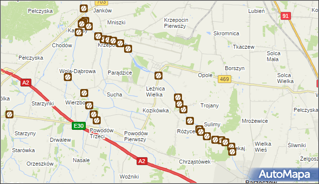 mapa Różyce Żmijowe, Różyce Żmijowe na mapie Targeo