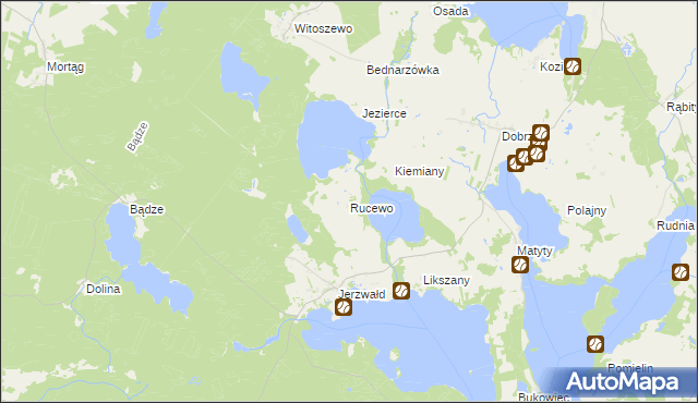 mapa Rucewo gmina Zalewo, Rucewo gmina Zalewo na mapie Targeo