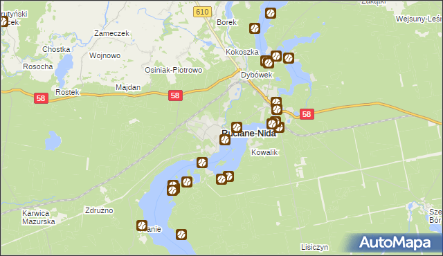 mapa Ruciane-Nida, Ruciane-Nida na mapie Targeo