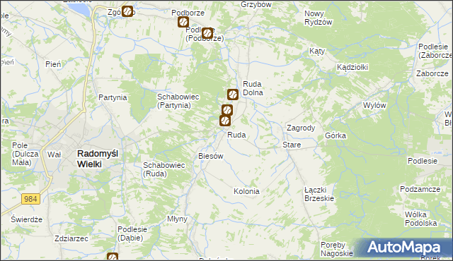 mapa Ruda gmina Radomyśl Wielki, Ruda gmina Radomyśl Wielki na mapie Targeo