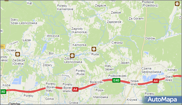 mapa Ruda gmina Sędziszów Małopolski, Ruda gmina Sędziszów Małopolski na mapie Targeo