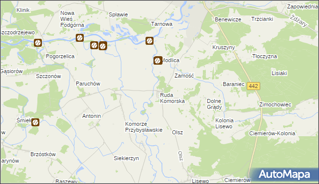 mapa Ruda Komorska, Ruda Komorska na mapie Targeo