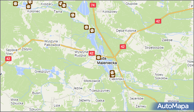 mapa Ruda Maleniecka, Ruda Maleniecka na mapie Targeo