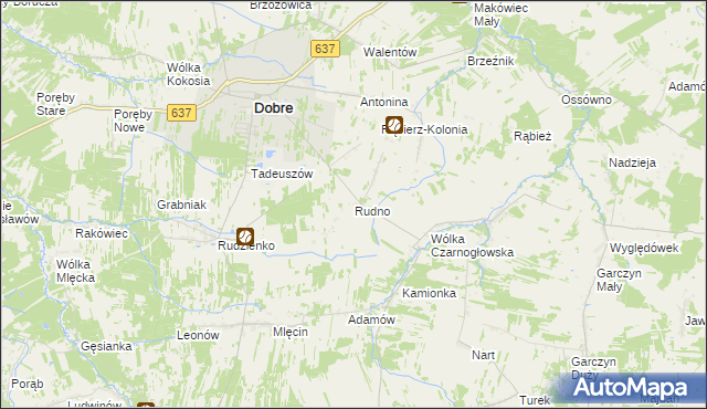 mapa Rudno gmina Dobre, Rudno gmina Dobre na mapie Targeo