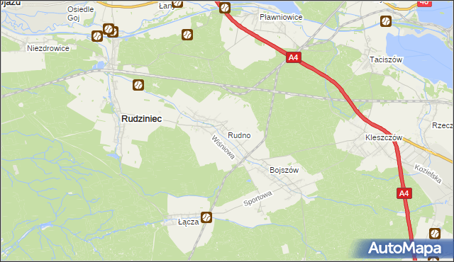 mapa Rudno gmina Rudziniec, Rudno gmina Rudziniec na mapie Targeo